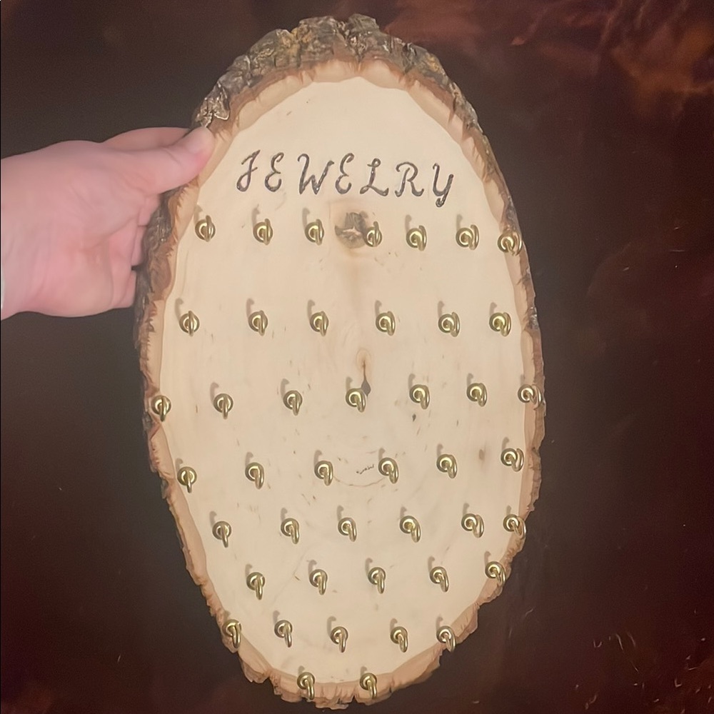 Wooden Jewelry Holder with Hooks